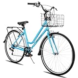 Hiland 700C Cityräder, 28 Zoll Urban City Pendler Fahrrad, 7 Gang Blau Damen...