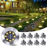 Qedertek Solar Bodenleuchten Aussen Garten - 8 Stück 8 LED Solarleuchten...