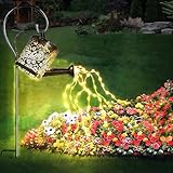 Solar Gießkanne mit Lichterkette Gartendeko für draußen,LED wasserdichte...