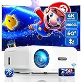 Beamer, 20000 Lumen Full HD 1080P Beamer 4K Unterstützt, 5G WiFi Bluetooth...