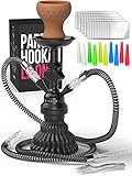 Shisha Set Klein mit 2 Schläuche - 30cm Schwarz Mini zubehör 50x Folie +...