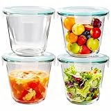 FoiiLiio 4er Set Runde Glasbehälter Mit Deckel,700ml Meal Prep Gläser,Glas...