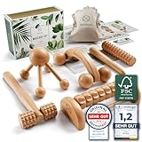 HELDSON® Premium Massage Set Holz [6 Teile] FSC®100% - Diverse Massagegeräte...