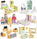 Atoylink Bunt Puppenhaus Möbel Set aus Holz, Puppen Zubehör Spielzeug mit...