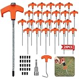 24 Stück Schraubheringe Camping, Drehbare Zeltheringe zum Schrauben mit...