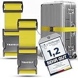 Travely® Premium Koffergurt - Besonders Auffällig & Sicher - Inkl. 2...