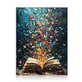 Dazzlewall Farbiges Schmetterlings Leinwand Bilder, Vintage Buch Schmetterling...