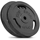 Hop-Sport Gusseisen Hantelscheiben Set 20 kg (2 x 10 kg) mit 31 mm...