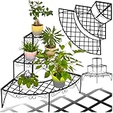 tectake® Pflanzentreppe, Blumenständer Metall, Blumenbank, Blumentreppe mit 3...