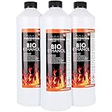 Bio Alkohol 100% 3 x 1 Liter - BIOETHANOL für Alkohol-Kamine, Tischfeuer,...