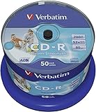 Verbatim CD-R AZO Wide Inkjet Printable 700 MB, 50er Pack Spindel, CD Rohlinge,...