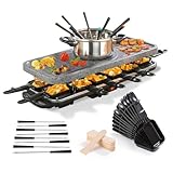 GOURMETmaxx Raclette & Fondue Kombi XXL für 12 Personen | 3-in-1 Raclette Grill...