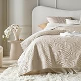 ROOM99 Feel Elegante Tagesdecke in Creme 200 x 220 cm Vielseitige Wohndecke als...