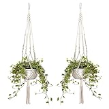 2er Set Makramee Blumenampel Baumwollseil Hängeampel Blumentopf Pflanzen Halter...