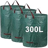 3er Set Gartensack, 300L Gartenabfallsack aus robustem Wasserdichtes...