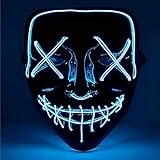 TK Gruppe Timo Klingler LED Grusel Maske blau - wie aus Purge für Halloween,...