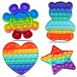 4 Packs Popit Fidget Toy, Pop It Bubble Sensory Fidget Toy, Bubble Popet...