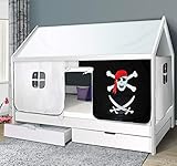 Hausbett 90x200 Kinderbett mit Rolllattenrost Hochbett Spielbett Massivbett...