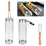 DTYGUIXE 2 Stück Rollende Grillkörbe Edelstahl Nestendes Rollendes Grillkorb...