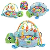 YORKING 3 in 1 Schildkröte Spieldecke Baby Spielmatte mit Spielbögen Bälle...