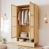 Gelukueub Kleiderschrank mit Stange, 2-türiger Kleiderschrank, Schlafzimmer,...