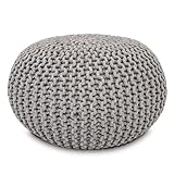 Amago home Strickhocker Pouf Ø45 o. 55cm Bodenkissen Sitzpouf XXL Baumwolle...