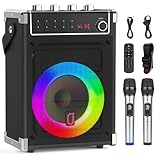 JYX Karaoke Maschine mit 2 UHF-Funkmikrofonen, Bluetooth-Lautsprecher mit...