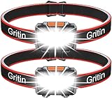 Gritin Stirnlampe LED, [2 Stück] LED Stirnlampe Kopflampe Superhell mit 3 Modi,...