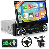 1-Din DAB Plus Autoradio mit 7-Zoll Automatisch Einziehbarem Bildschirm,...