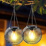 Solarlampen für Außen, Ortiny 2 Stück IP65 Wasserdicht Metall Solarlampen...