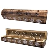 Räuchergefäß (Räuchergefäß) Holzbox Handdekoriert in Indien - Exklusives...