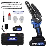 Akku Kettensäge 6 Zoll Mini Kettensäge Tragbarer Elektro Kettensäge mit 1...