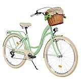 Milord Komfort Fahrrad mit Weidenkorb, Hollandrad, Damenfahrrad, Citybike,...