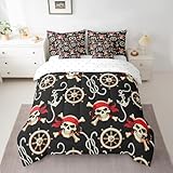 Feelyou Totenkopf-Bettwäsche-Set für Jungen, nautisches Piratenbett in einer...