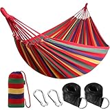 ANYOO Hängematte Outdoor Baumwolle Bequemer Stoff mit Baumfreundlichen Gurten...