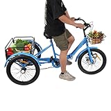 Mqwdxzfes 20 Zoll Faltbares Dreirad für Erwachsene, 7-Gang 3-Rad Fahrrad mit...