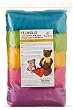 Rayher Hobby 53657000 Reine Schurwolle, Vlies, 5 Farben à 20 g, Sommermix, easy...