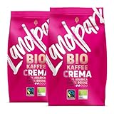 Landpark Bio Kaffee Crema 500g (2er Pack) - 100% Arabica Kaffeebohnen - Medium...