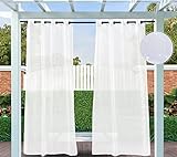 Clothink Outdoor Vorhang Transparent Weiss Wetterfest 132x245cm mit Ösen (1...