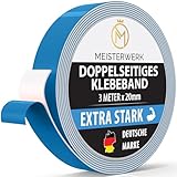 MEISTERWERK Doppelseitiges Klebeband ohne Bohren - [EXTRA STARK] - Universelles...