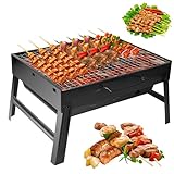 Auauraintt Kompakter Mini Grill BBQ - Holzkohle, tragbar & klappbar,Tischgrill...