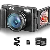 Digitalkamera 4K 48MP Fotoapparat Fotokamera Kompaktkamera mit 180°...