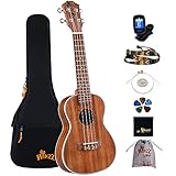 Winzz Ukulele Konzert 23 Zoll Erwachsene Kinder Anfänger Set, Ukulele Holz KOA...