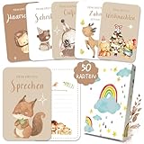 50 Meilensteinkarten Baby Mädchen und Junge Monatskarten Baby 1-12 Monate...