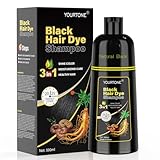 Black Hair Dye Shampoo Haarfarbe Schwarz, Haarfarbeshampoo für Männer und...