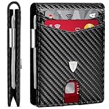 TEEHON Geldbörse Herren Slim Wallet RFID Blocking Kohlefaserleder Portmonee...