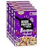 Dr. Oetker High Protein Müsli Beeren & Joghurt 4er Pack Müsli aus wertvollen...