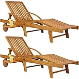 Casaria® 2X Sonnenliege Holz Klappbar 320kg Belastbarkeit Tisch Fuß- und...