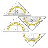 Geodreieck Grundschule 4 Stück Transparentes Geometriedreieck aus bruchsicherem...