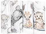 FENSILO Spucktücher Mullwindeln 4er Pack 70x80cm Mulltücher Baby Stoffwindeln...